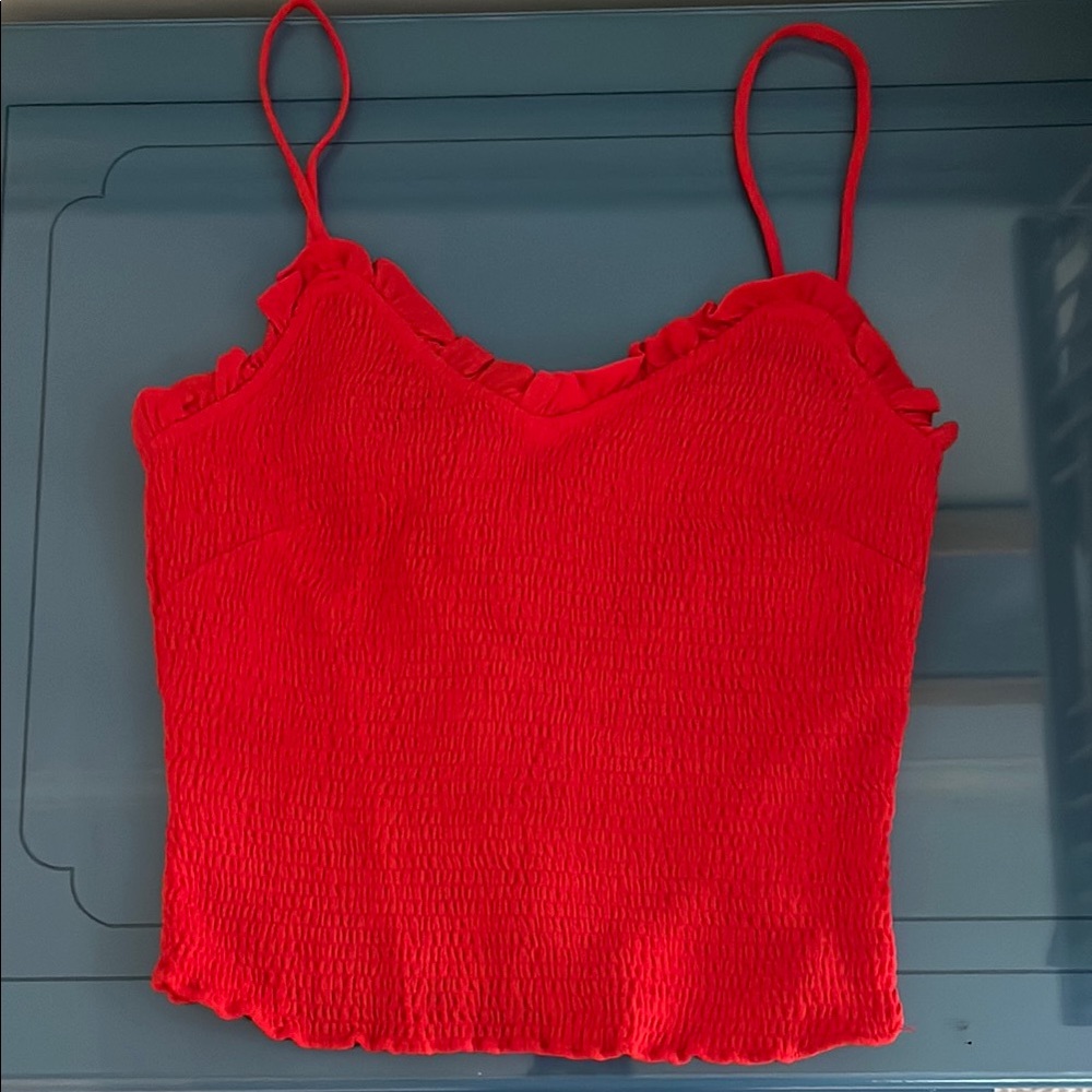 Astr Red Fitted Crop Camisole